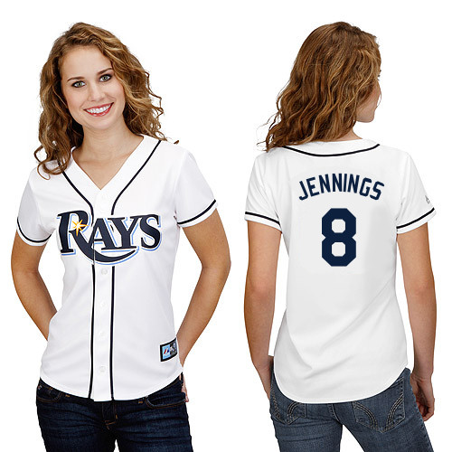 Desmond Jennings #8 mlb Jersey-Tampa Bay Rays Women's Authentic Home White Cool Base Baseball Jersey